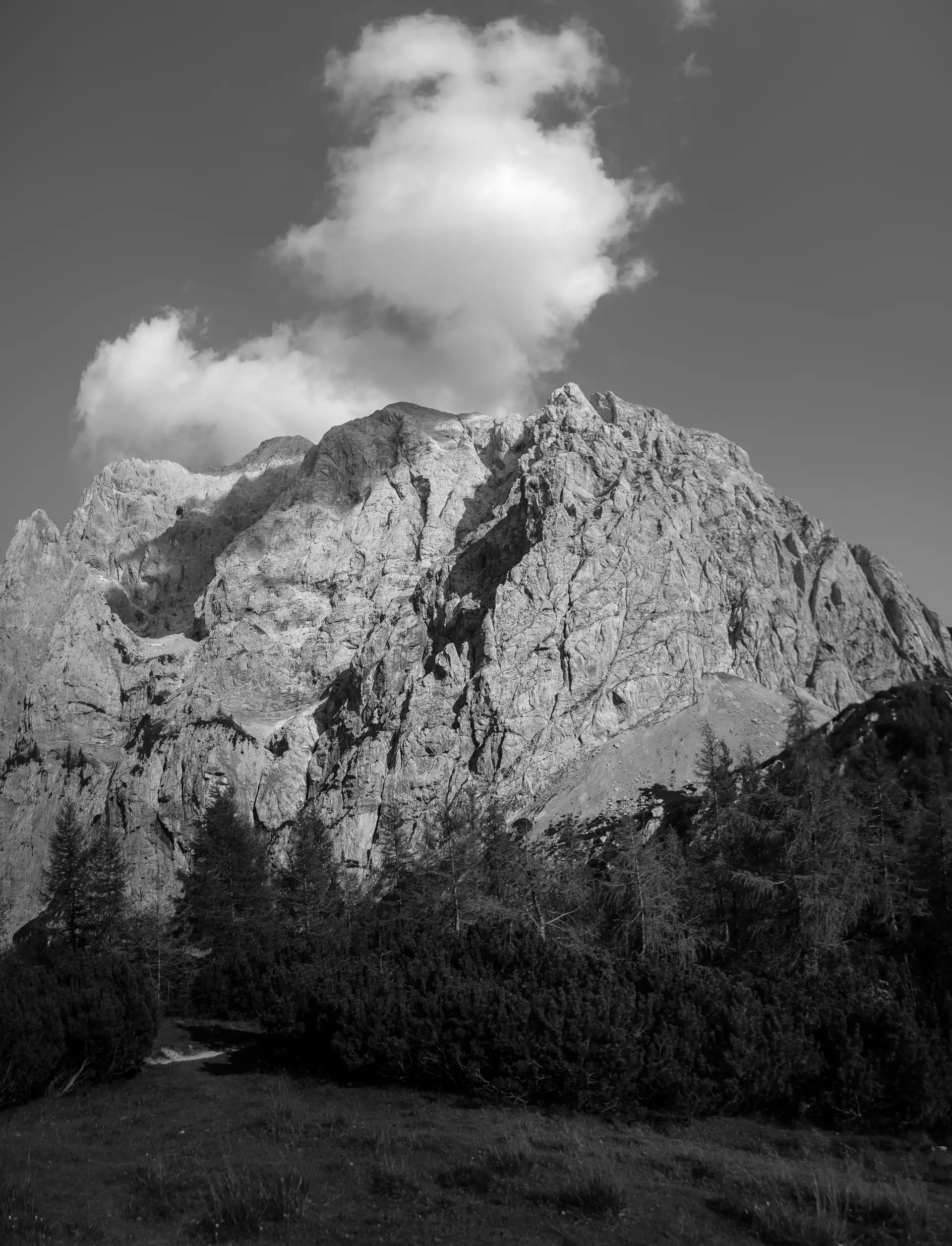 Tirage fine art N&B — Panorama de montagne
